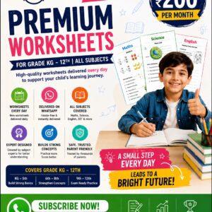 Premium Worksheets for Grade KG – 12 (Monthly subscription)