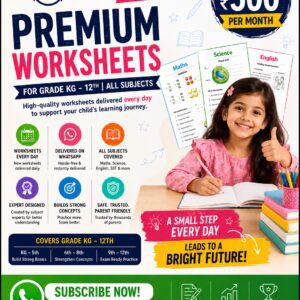 Premium Worksheets for Grade KG – 12 (Monthly subscription)